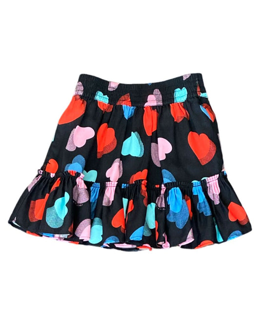 Heart Print Ruffle Skirt