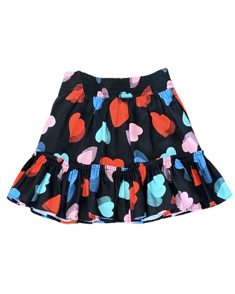 Heart Print Ruffle Skirt