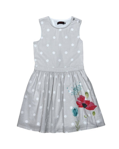 Flower & Polka Dot Print Dress