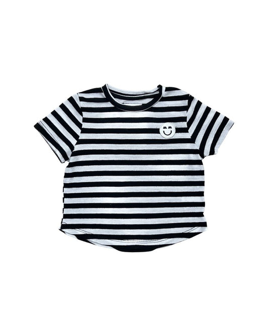 Striped Smiley Patch Tee